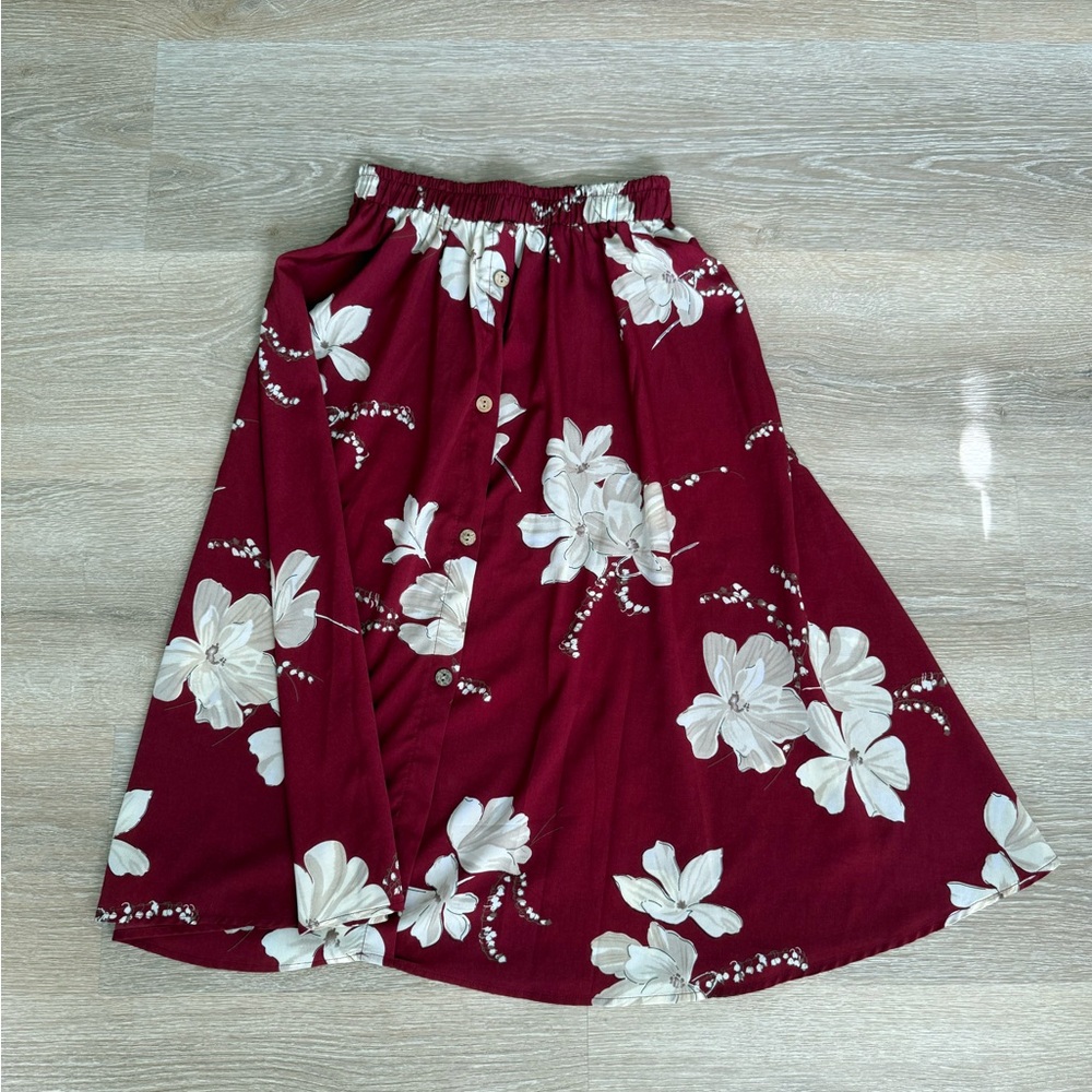 Floral Burgundy Skirt